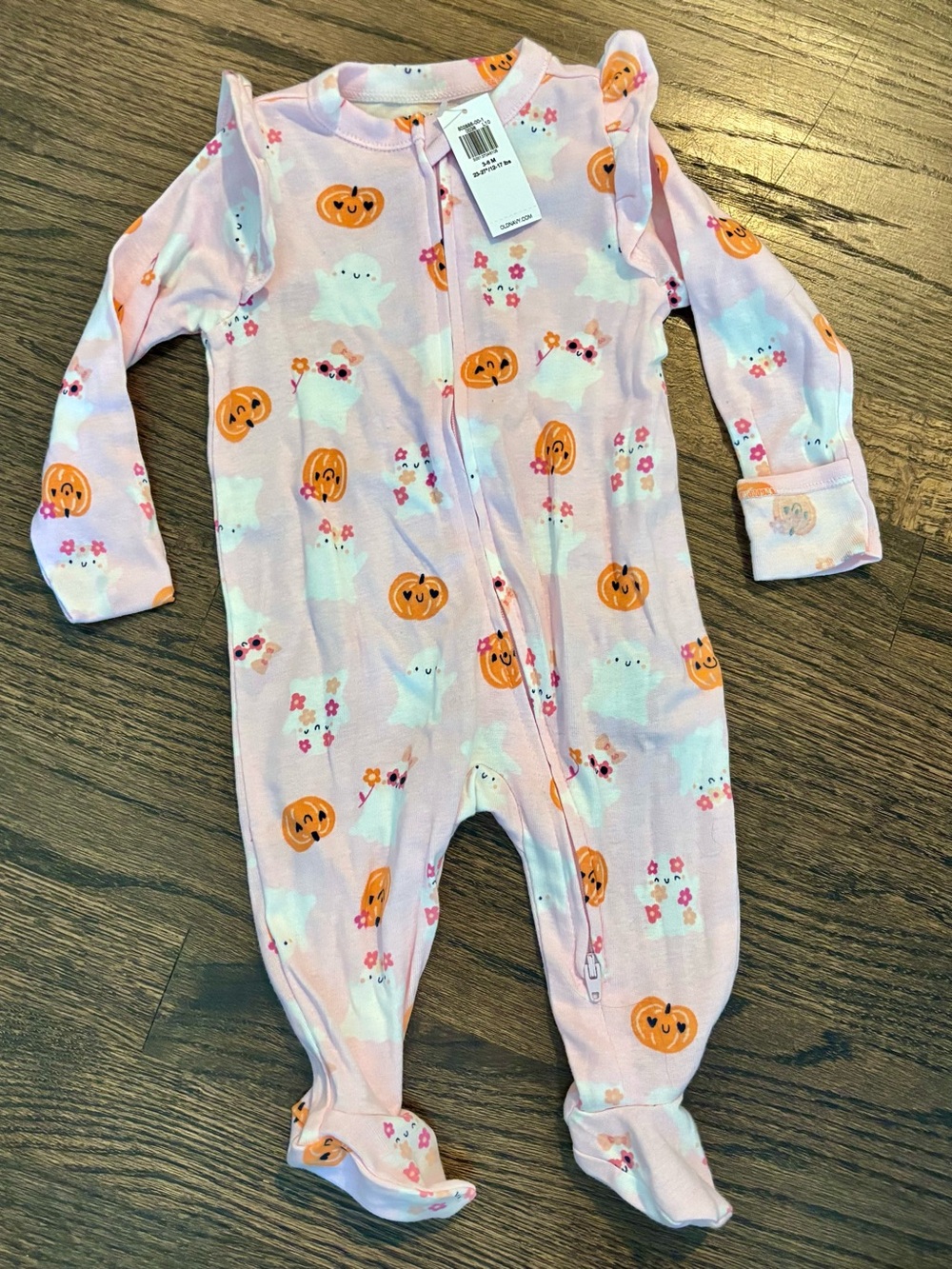 Old Navy Pink Halloween Ghost & Pumpkin Footie One-Piece